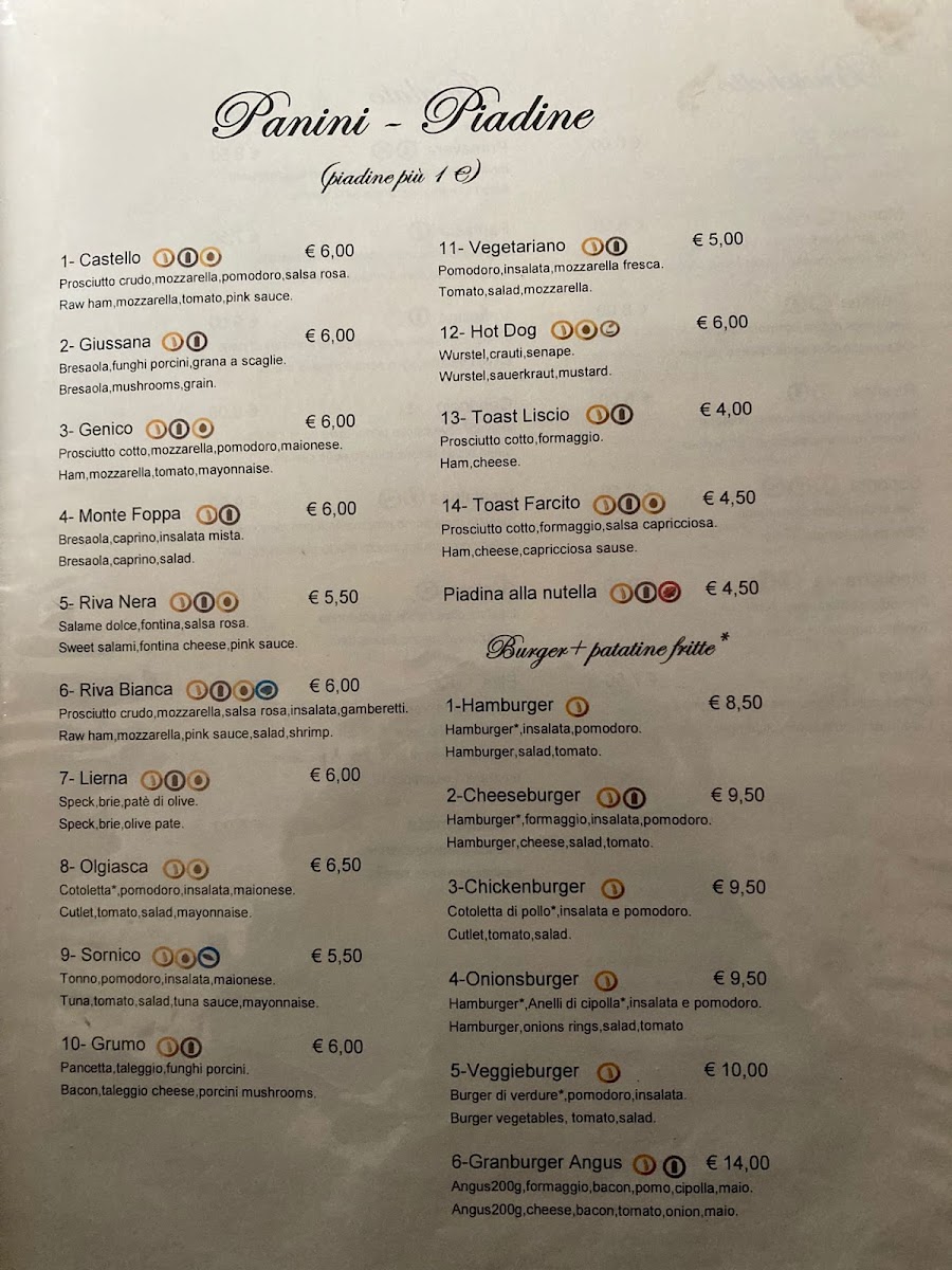 Riva Bianca Bar Pizzeria Menu - Image 3