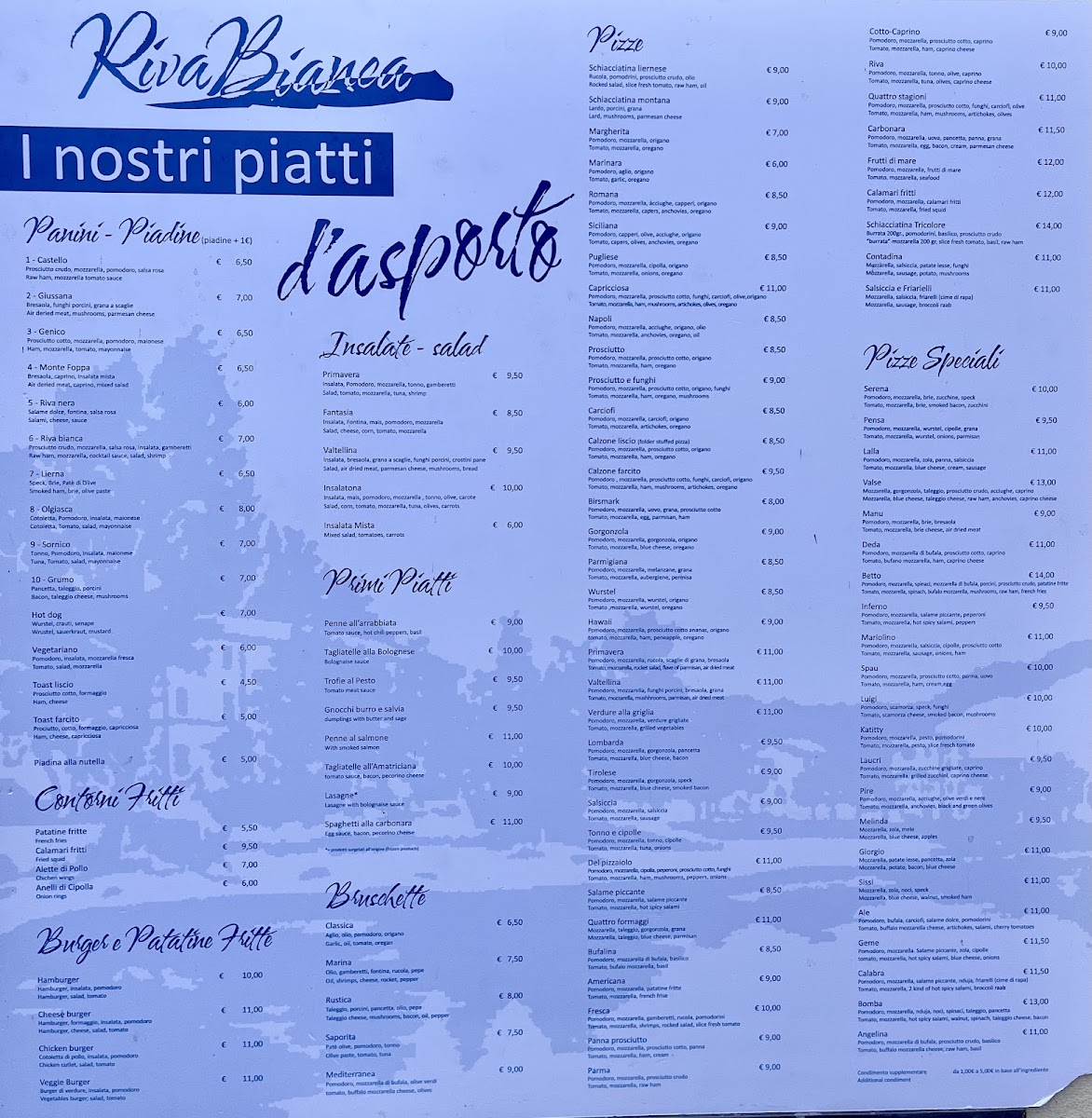Riva Bianca Bar Pizzeria Menu - Image 6
